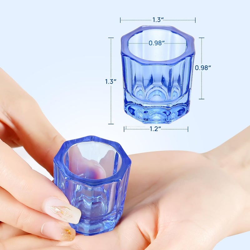 JMU 12 Pck Dental Dappen Dishes, Glass Dappen Dishes for Acrylic Nails Glass Crystal Cups Nails, 1.3" x 1.33", 4 Colors - Image 2